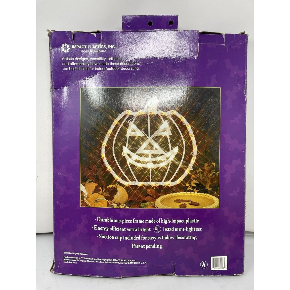 Light Up Halloween Pumpkin W/ Box Vintage 2000 Impact Plastics #85503 TESTED - Picture 6 of 10